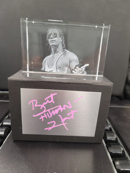 BRET THE HITMAN HART SIGNED 3D CUBE